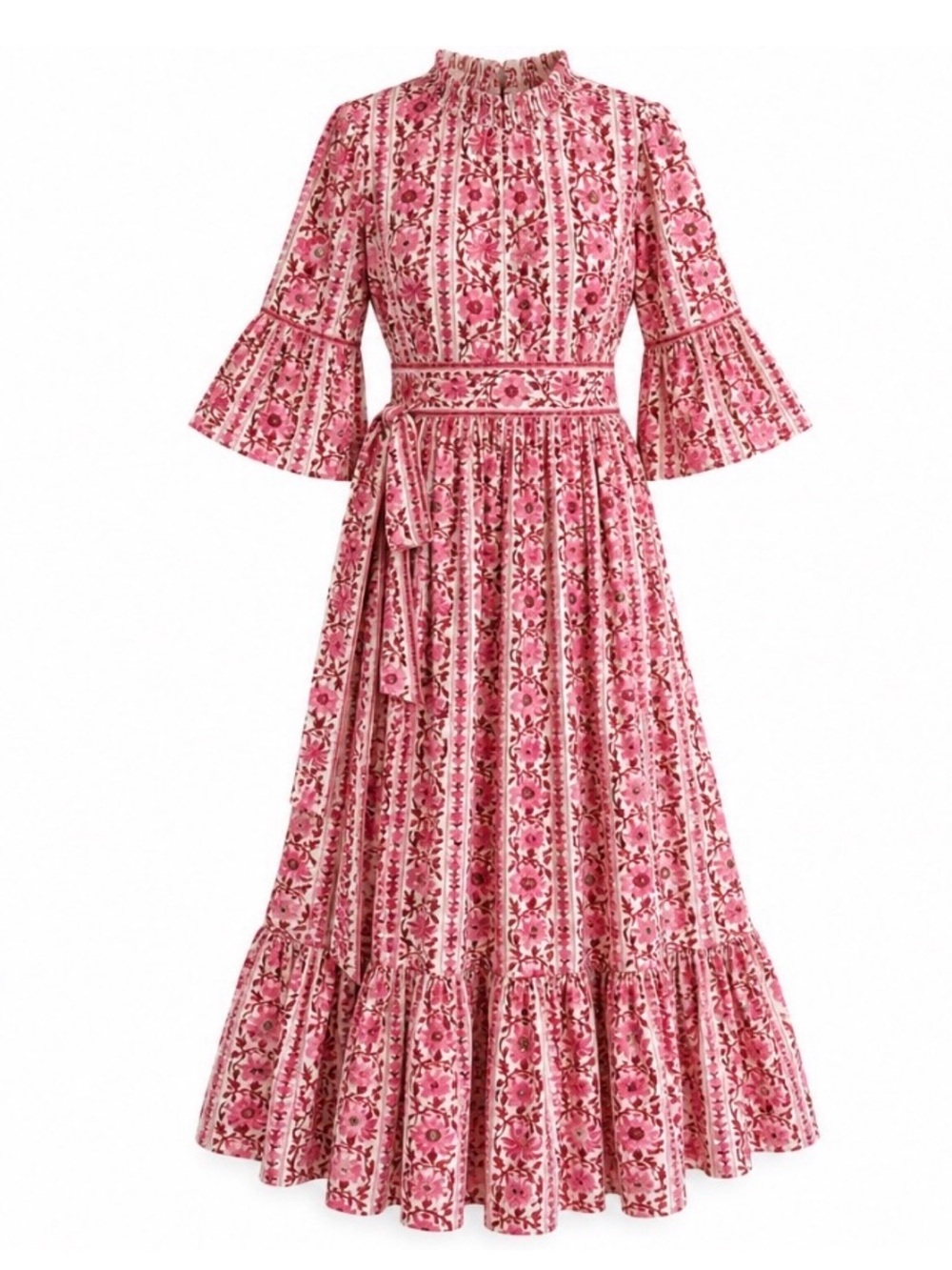 Pink City Prints Floral Pink Maxi Dress